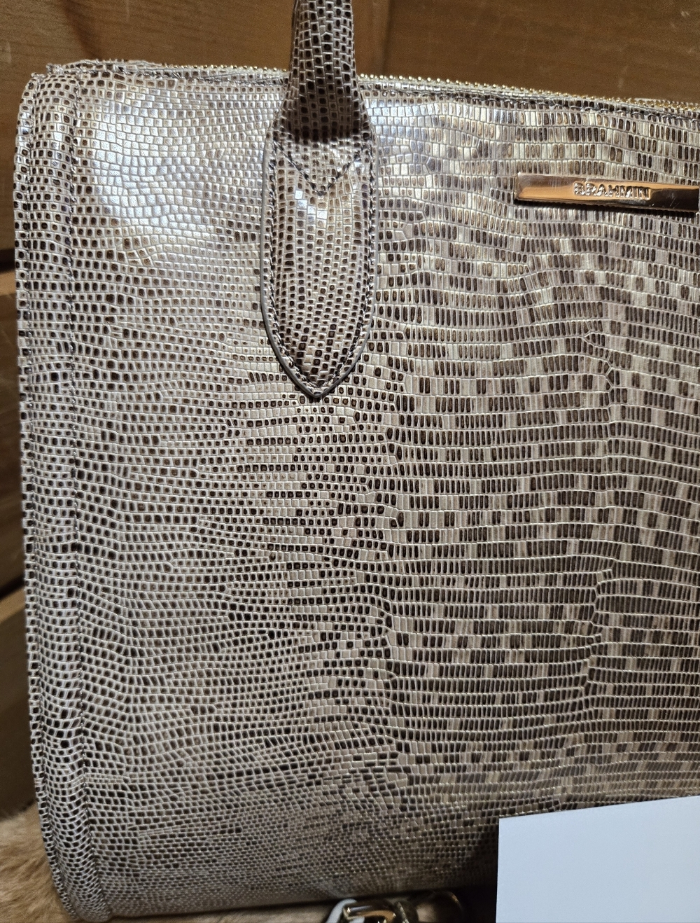 Brahmin Caroline Metallic Lizard-Embossed Satchel NWT - Picture 3 of 7